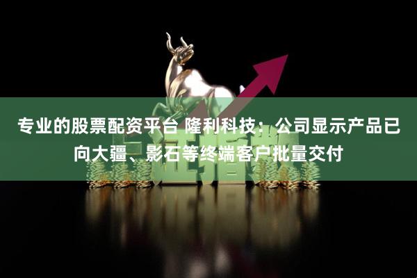 专业的股票配资平台 隆利科技：公司显示产品已向大疆、影石等终端客户批量交付